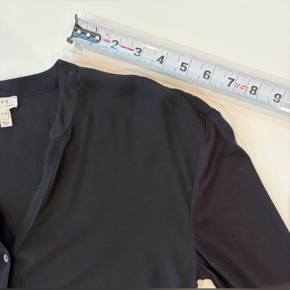 Soft Joie Black Women's Button Down V Neck 100% Viscose Size XS Quarter Sleeve - Picture 7 of 12